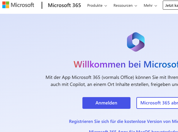 Office365 Login Bildschirm