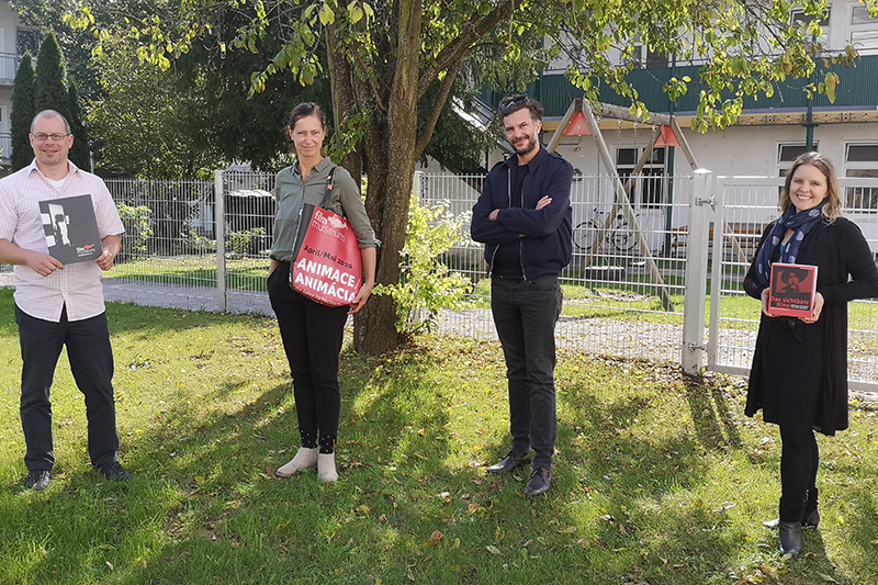 Harald Wimmer, Studiengangsleiter Digital Media Management, Sabine Maierhofer und Christoph Fintl von der Kommunikationsabteilung des Österreichischen Filmmuseums und FH-Dozentin Carina Wagner-Havlicek