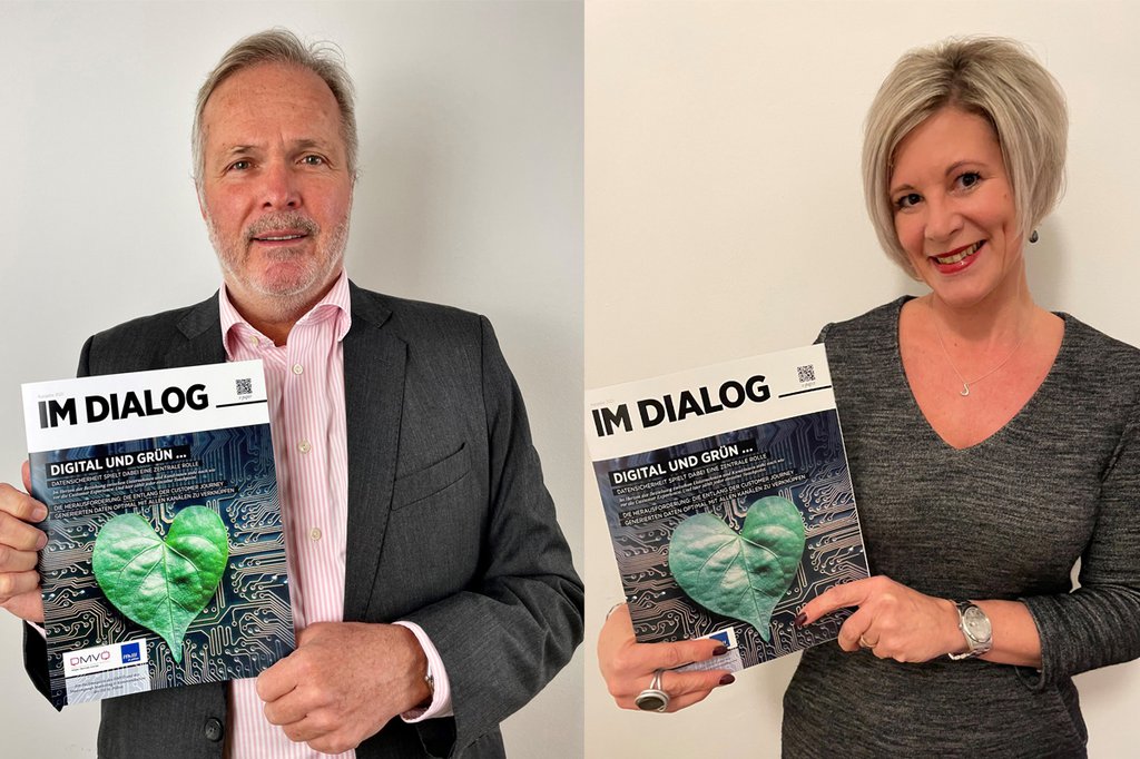 Martin Wilfing und Alexandra Vetrovsky-Brychta mit der fünften Ausgabe des Fachmagazins "Im Dialog"